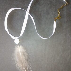 pendentif plume celeste opale