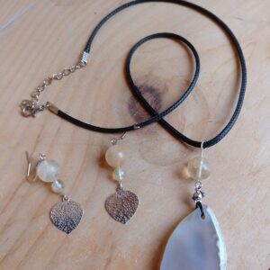 Parure Citrine & tranche d'agate tintée